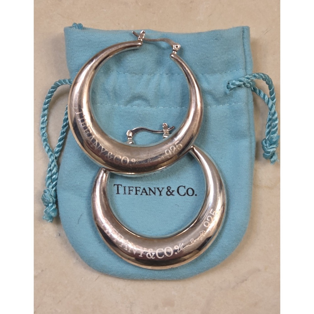 Vintage Tiffany & Co Elsa Peretti 50mm Puffy Hoop‎ Earrings Rare